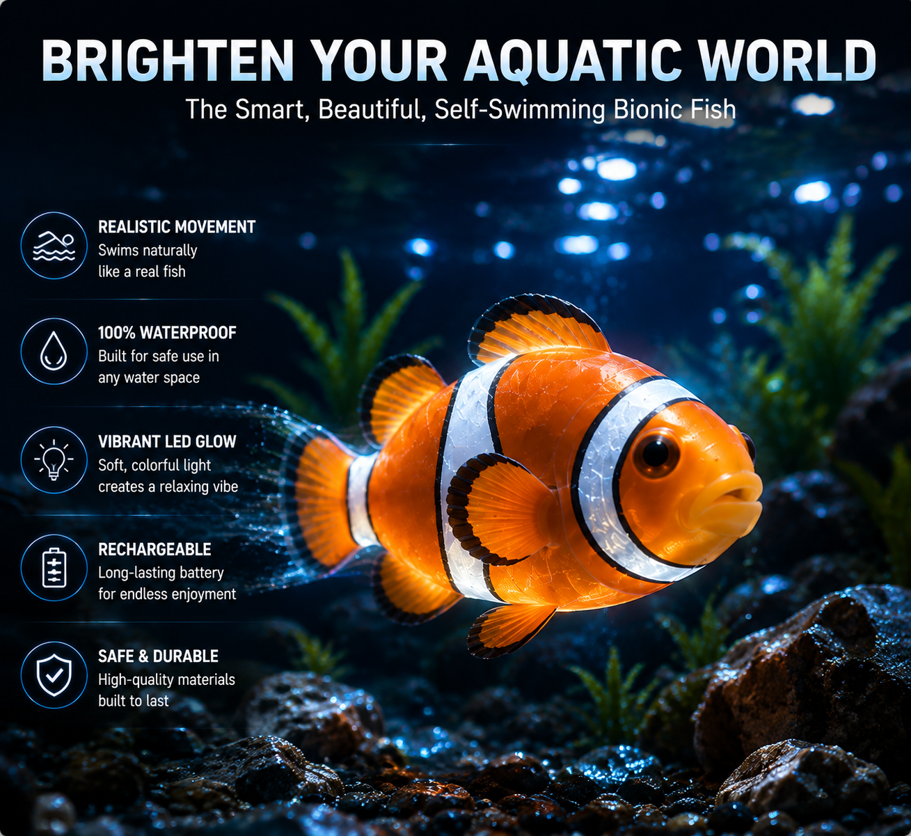 HUBUQ® Interactive Light-Up Robotic Toy Fish