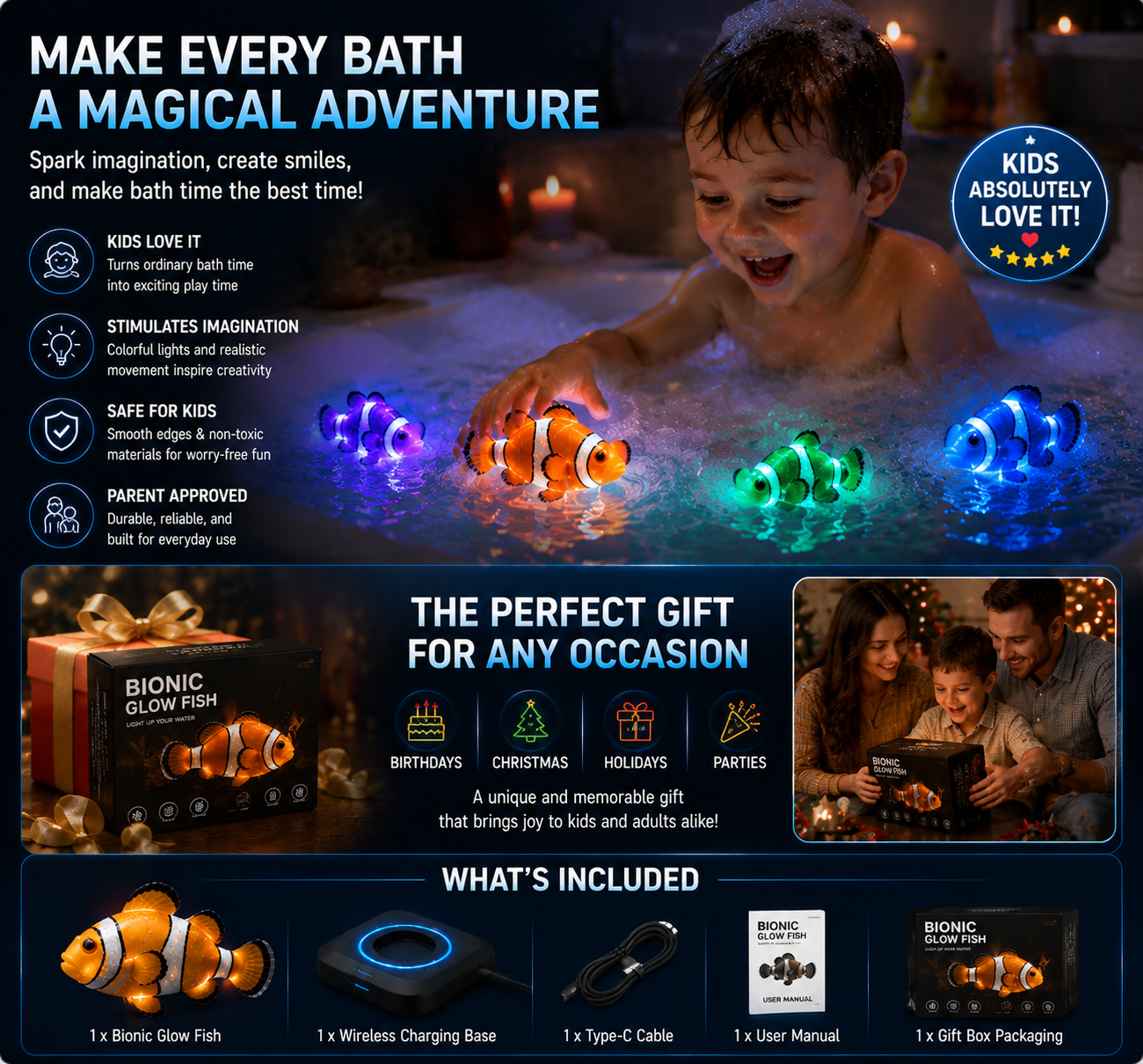 HUBUQ® Interactive Light-Up Robotic Toy Fish