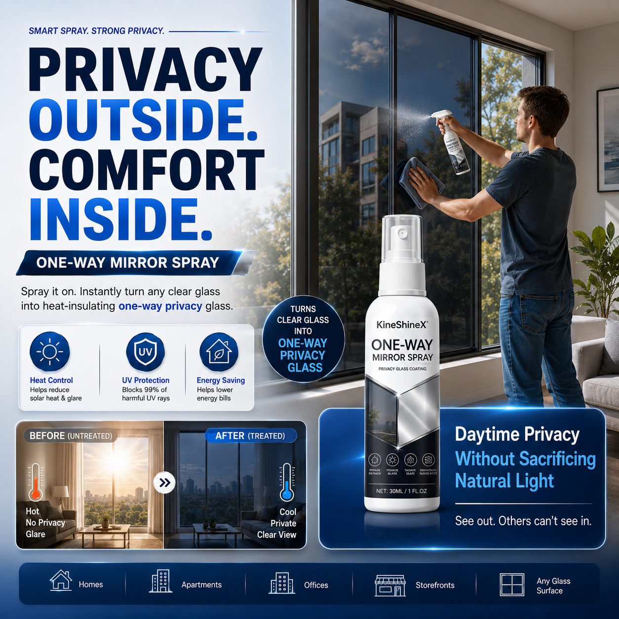 ☀️ Heat-Blocking One-Way Privacy Molecular Coating Spray