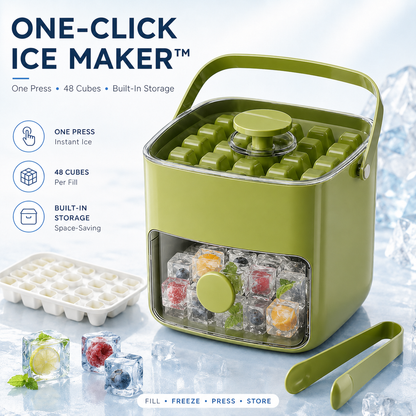 Nectavira® One-Click Ice Cube Maker with Storage Bin | Easy Release, Space-Saving Design