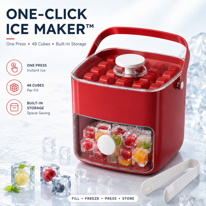 Nectavira® One-Click Ice Cube Maker with Storage Bin | Easy Release, Space-Saving Design