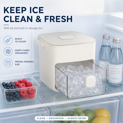 Nectavira® One-Click Ice Cube Maker with Storage Bin | Easy Release, Space-Saving Design