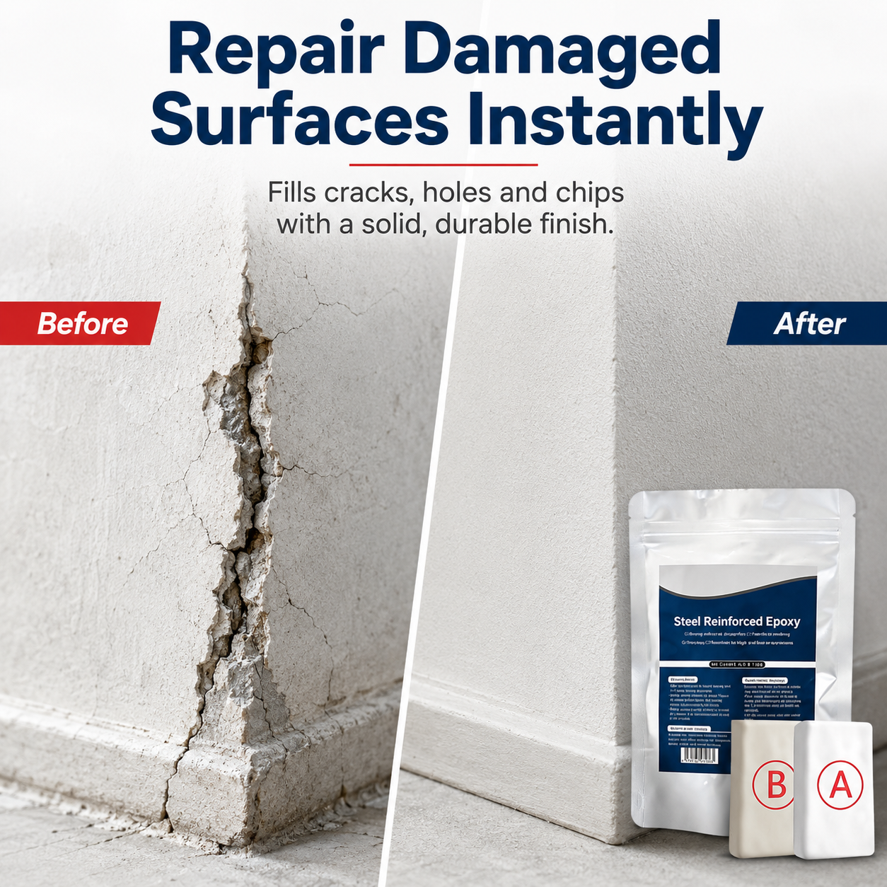 🔧💧Steel-Reinforced Epoxy Repair Putty Kit – Fill Cracks, Gaps & Broken Surfaces