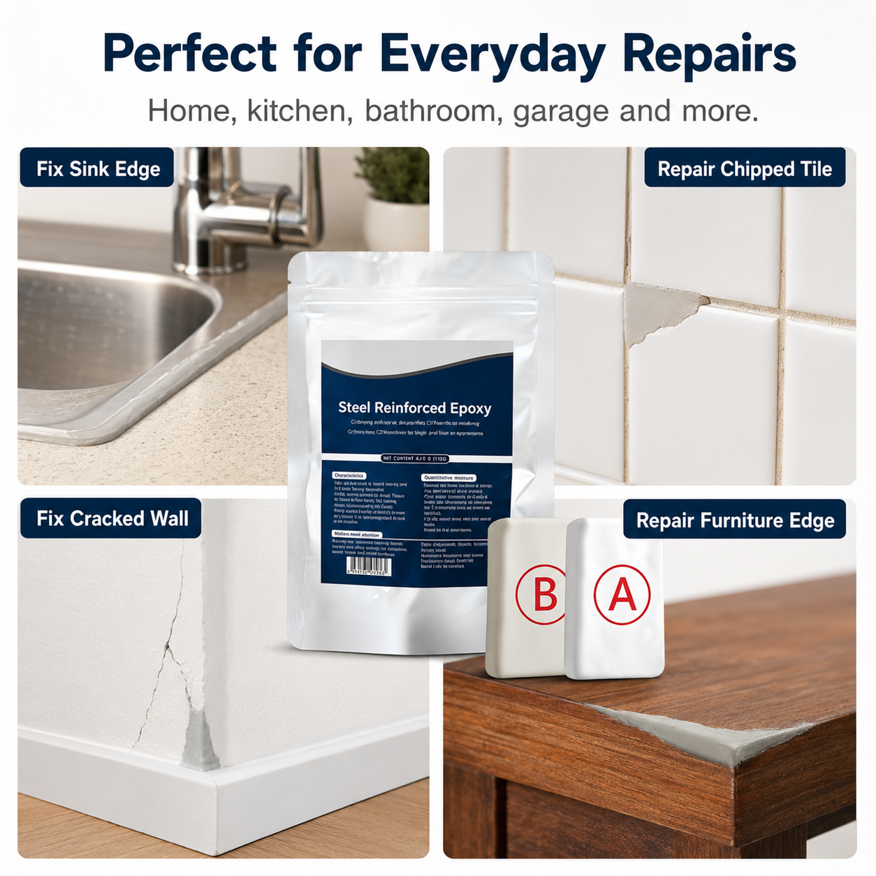 🔧💧Steel-Reinforced Epoxy Repair Putty Kit – Fill Cracks, Gaps & Broken Surfaces