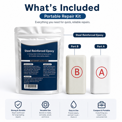 🔧💧Steel-Reinforced Epoxy Repair Putty Kit – Fill Cracks, Gaps & Broken Surfaces