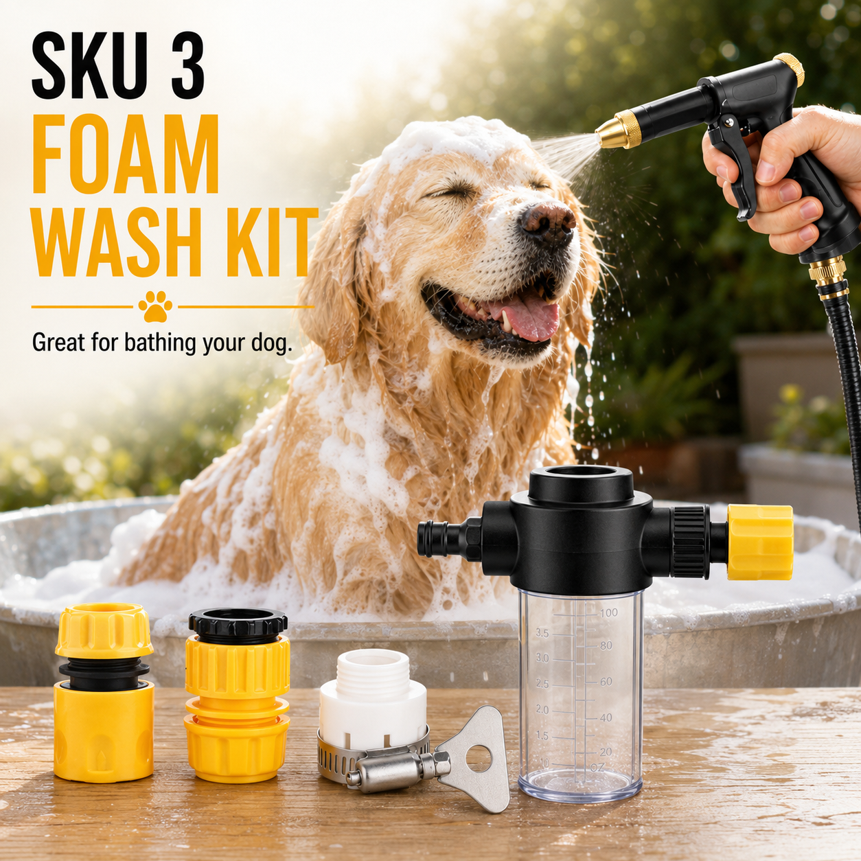 ✨💦2-in-1 High-Pressure Water Nozzle & Foam Sprayer for Cars, Pets & Garden Cleaning
