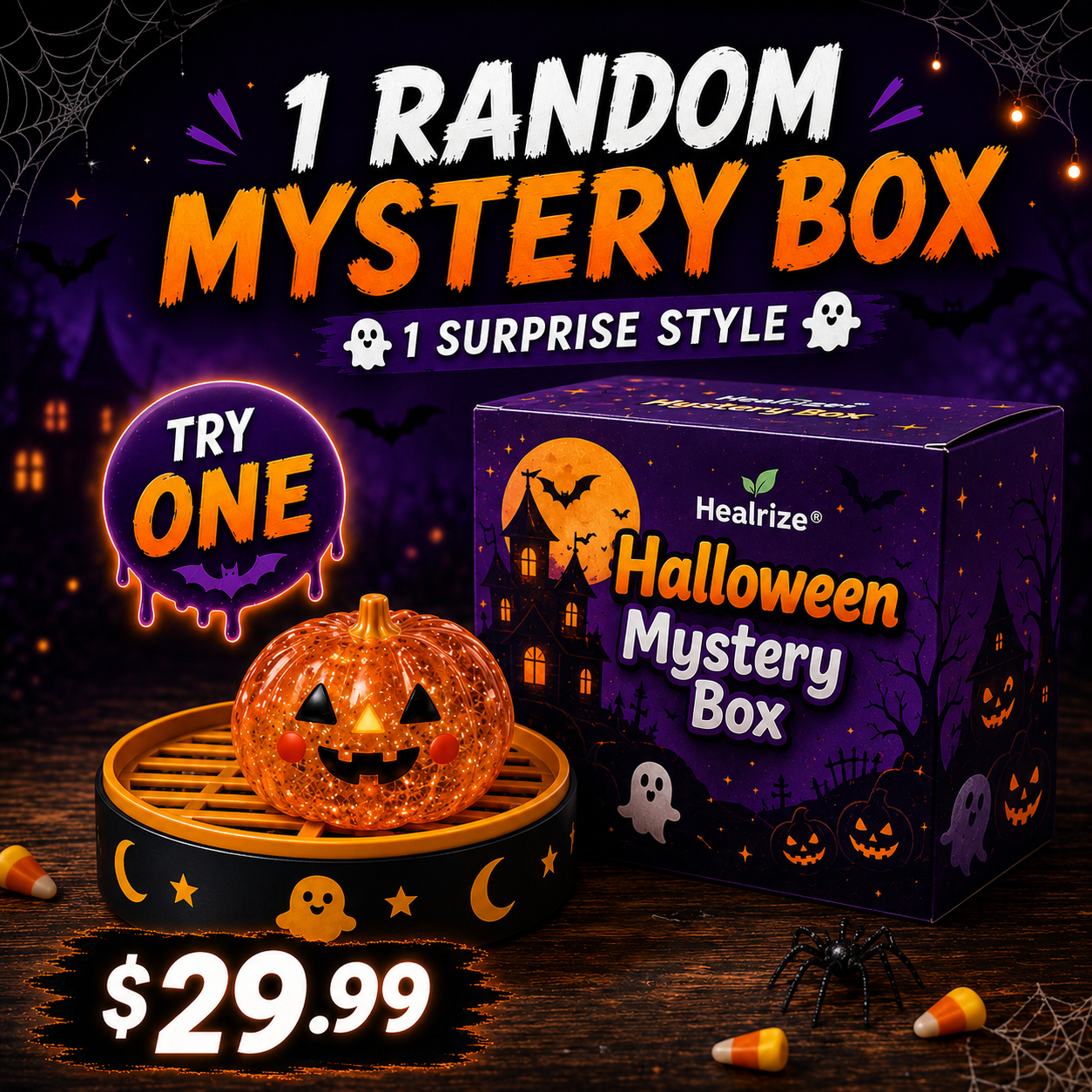 🔥 55% OFF TODAY 🎃Nectavira® Halloween Steamed Bun Squishy Random Mystery Box | 6 Spooky Styles to Collect🎃