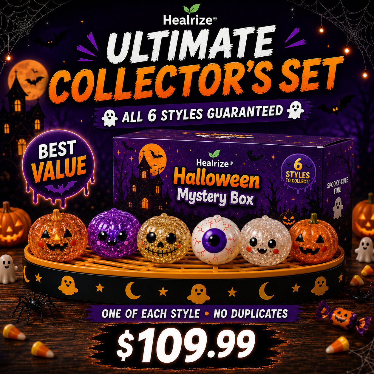 🔥 55% OFF TODAY 🎃Nectavira® Halloween Steamed Bun Squishy Random Mystery Box | 6 Spooky Styles to Collect🎃