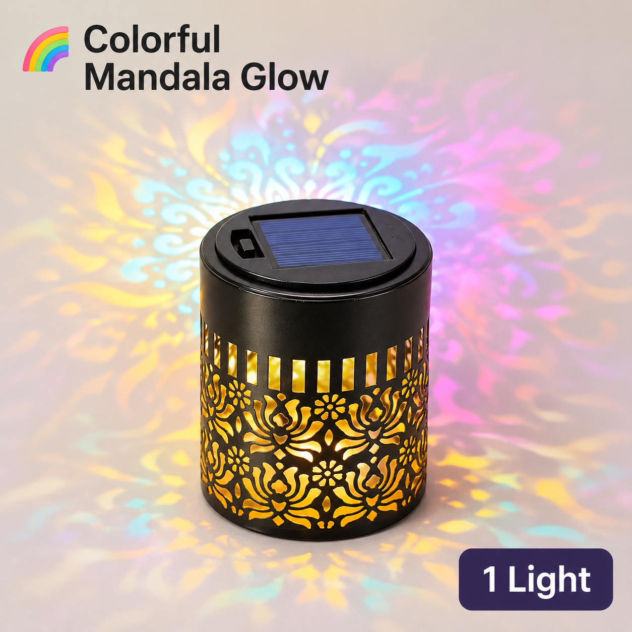 🌀 Limited Sale | Solar Mandala Wall Light – Outdoor Fence Projector Lamp for Patio & Backyard Decor