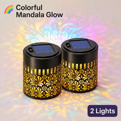 🌀 Limited Sale | Solar Mandala Wall Light – Outdoor Fence Projector Lamp for Patio & Backyard Decor