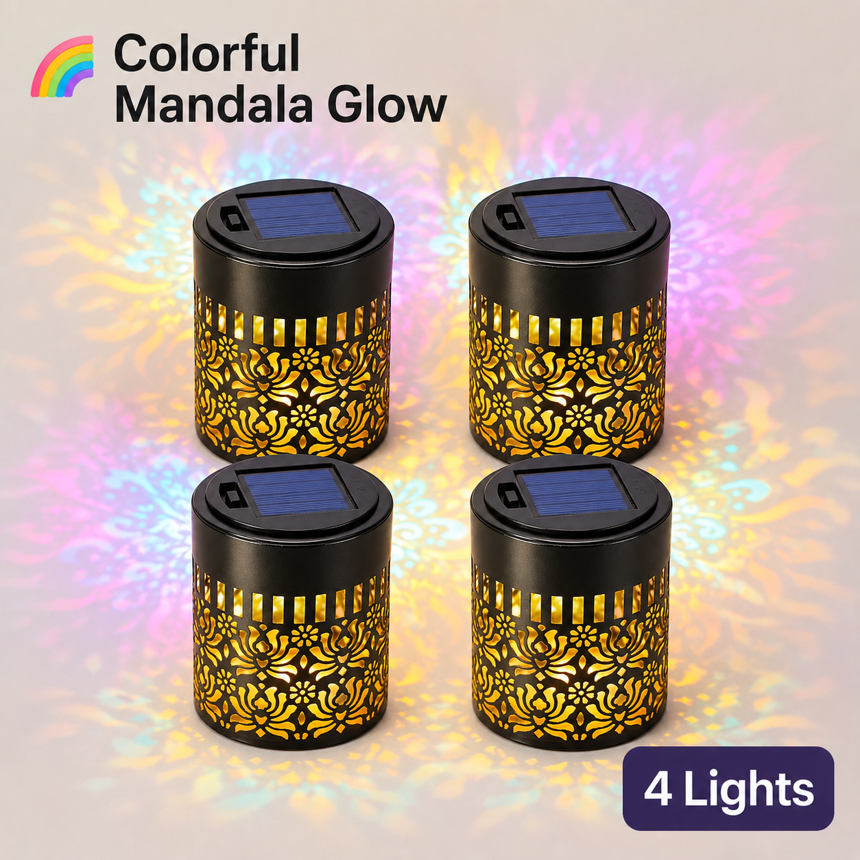 🌀 Limited Sale | Solar Mandala Wall Light – Outdoor Fence Projector Lamp for Patio & Backyard Decor