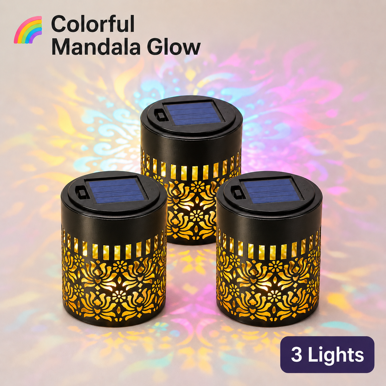 🌀 Limited Sale | Solar Mandala Wall Light – Outdoor Fence Projector Lamp for Patio & Backyard Decor