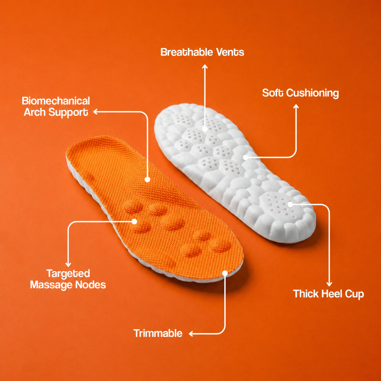 Nectavira® Acupressure Massage Insoles – Arch Support for All-Day Foot Comfort