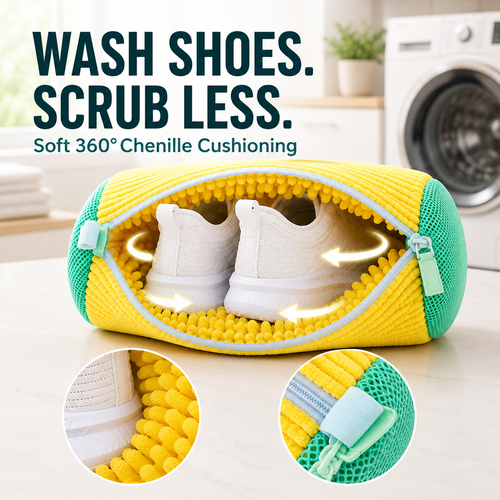👟 Nectavira® Chenille Shoe Washing Machine Bag – Protective Mesh & Hidden Zipper 🔒