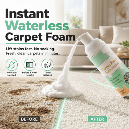 🧼 Nectavira® Waterless Carpet Foam Stain Remover – Lift Spots Fast with Cleaning Towel ✨