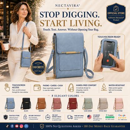 ✨ Effortless Elegance at Your Fingertips – Nectavira® Women’s Touchscreen Crossbody Phone Wallet