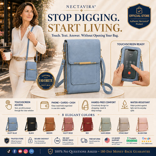 ✨ Effortless Elegance at Your Fingertips – Nectavira® Women’s Touchscreen Crossbody Phone Wallet