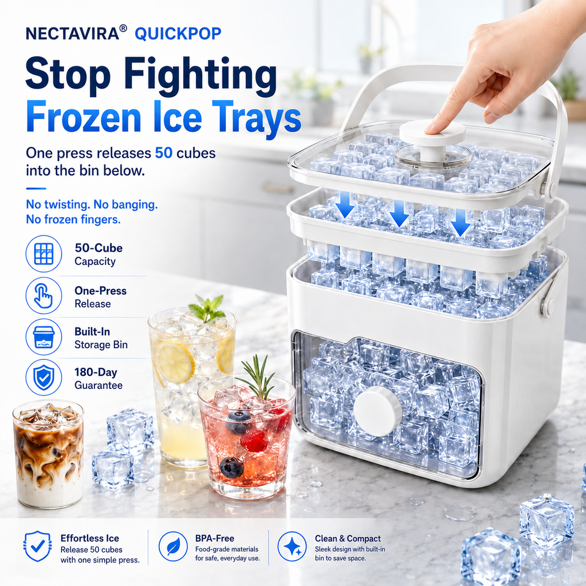 Nectavira® QuickPop Ice Tray Set — 40% OFF