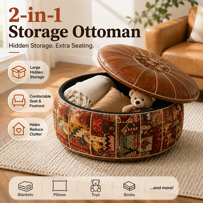 🔥 Limited-Time Offer | 2-in-1 Storage Ottoman – Elegant Seating with Spacious Hidden Storage