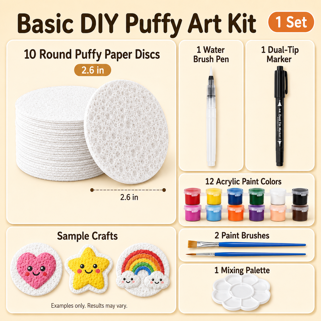 🎨 Nectavira® 3D Puffy Art Kit with Paints, Pen & Palette