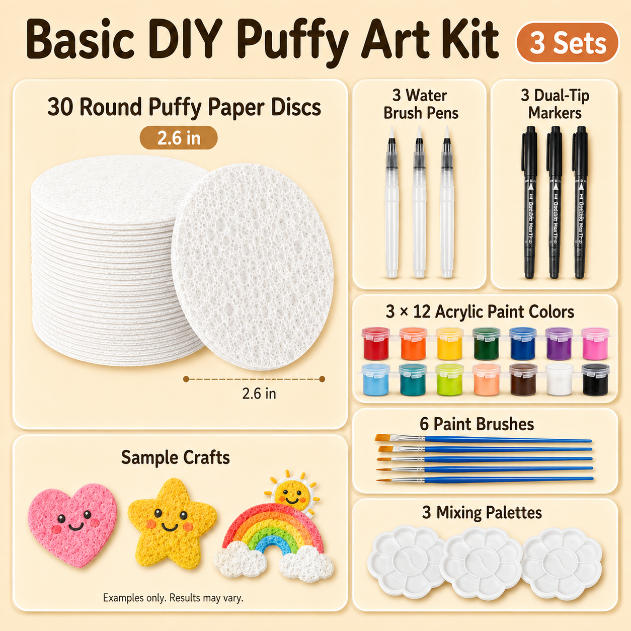 🎨 Nectavira® 3D Puffy Art Kit with Paints, Pen & Palette