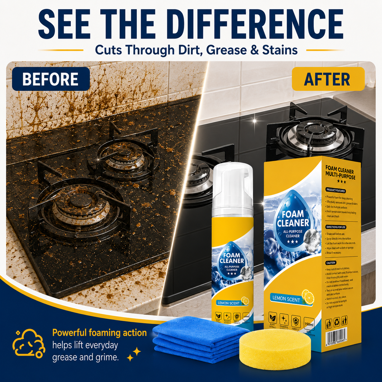 Nectavira All-Purpose Foam Cleaner – Multi-Surface Cleaner for Home, Car & More