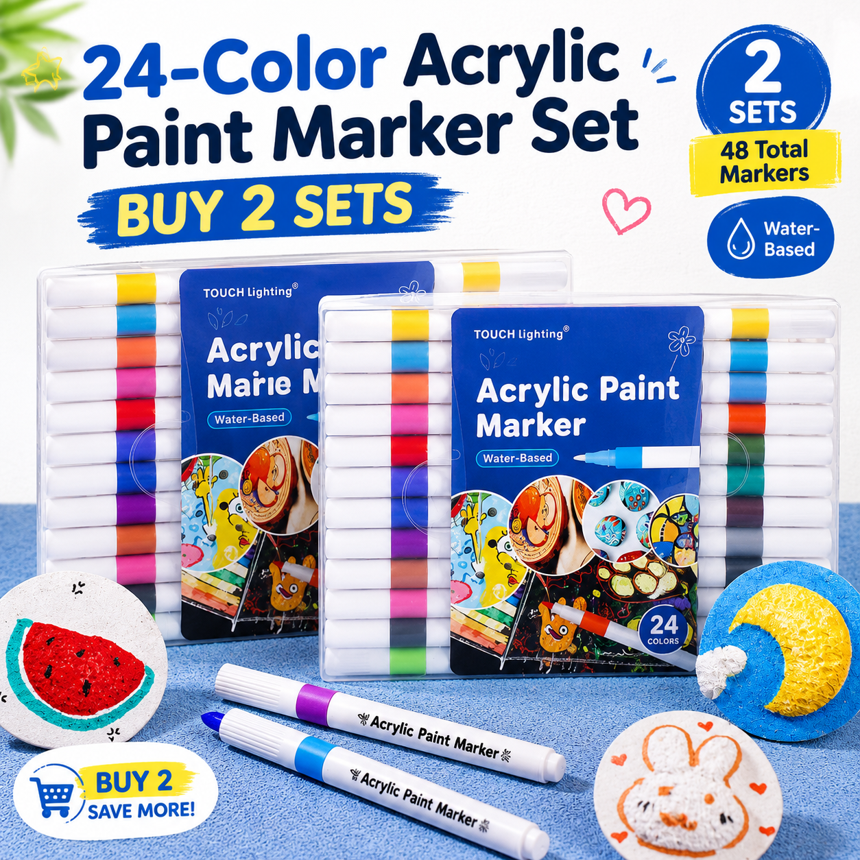 🖍️ 24-Color Acrylic Marker Set — 50% OFF | Only 12 Left!