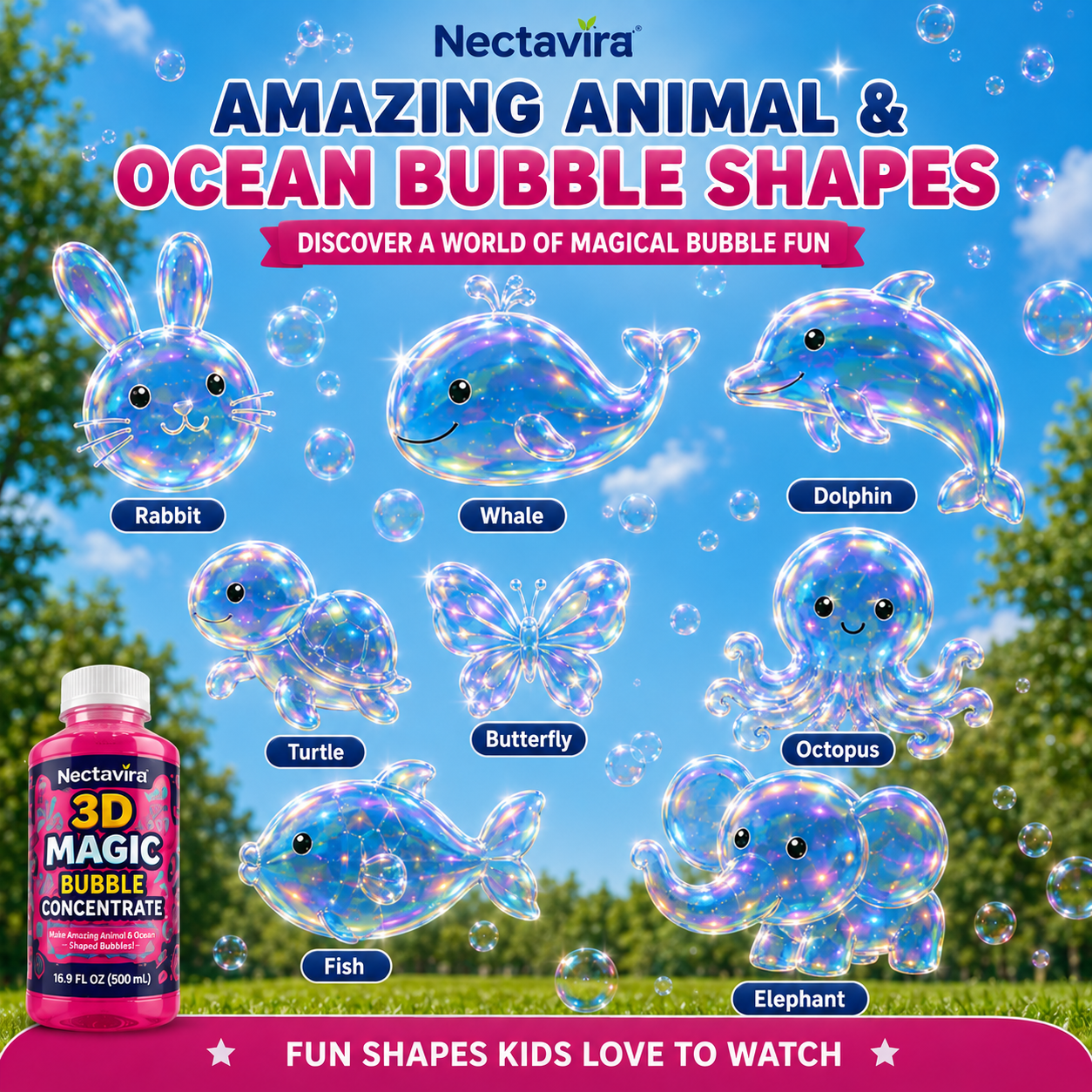 Topacme® Super 3D Magic Bubble Concentrate —— Animal & Ocean Fantasy Theme