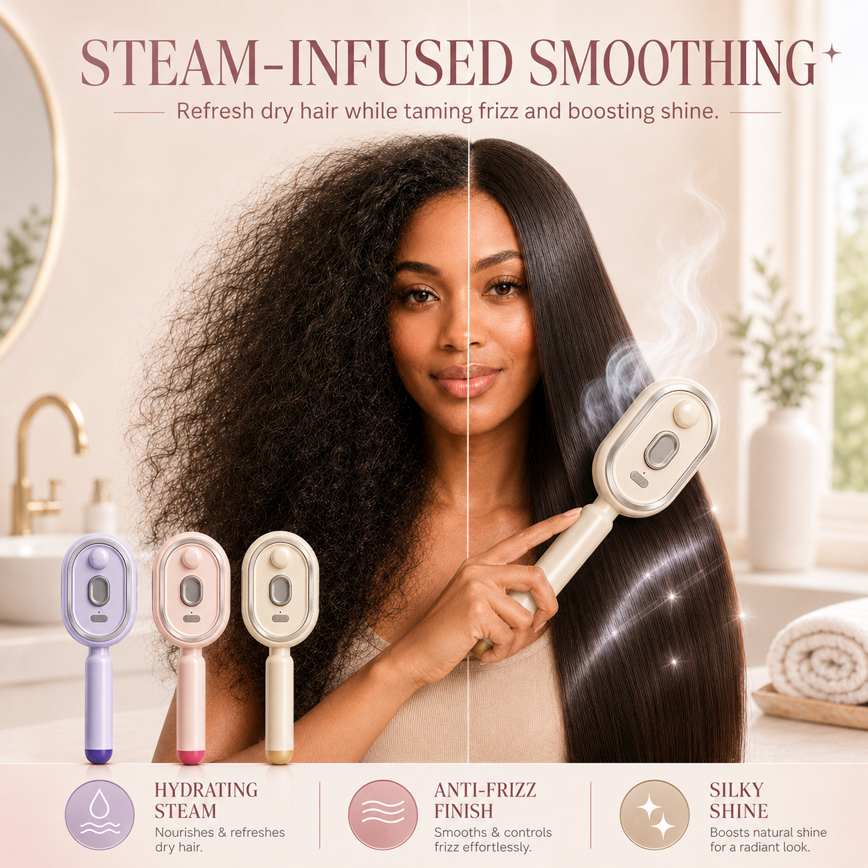 ✨ Nectavira® Smart Mist Hair Smoothing Brush