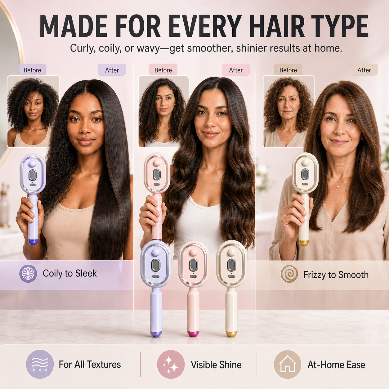 ✨ Nectavira® Smart Mist Hair Smoothing Brush