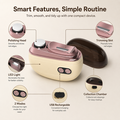 Nectavira™ 2-in-1 Electric Nail Clipper & Polisher — Gentle Nail Care for Babies & Families
