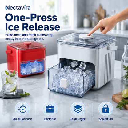 🧊 Nectavira® 2-in-1 Ice Cube Tray with Storage Bin
