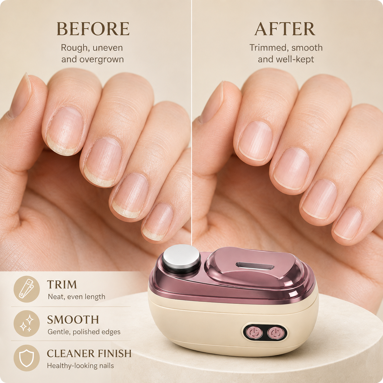 Nectavira™ 2-in-1 Electric Nail Clipper & Polisher — Gentle Nail Care for Babies & Families