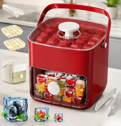 Nectavira® One-Click Ice Cube Maker with Storage Bin | Easy Release, Space-Saving Design