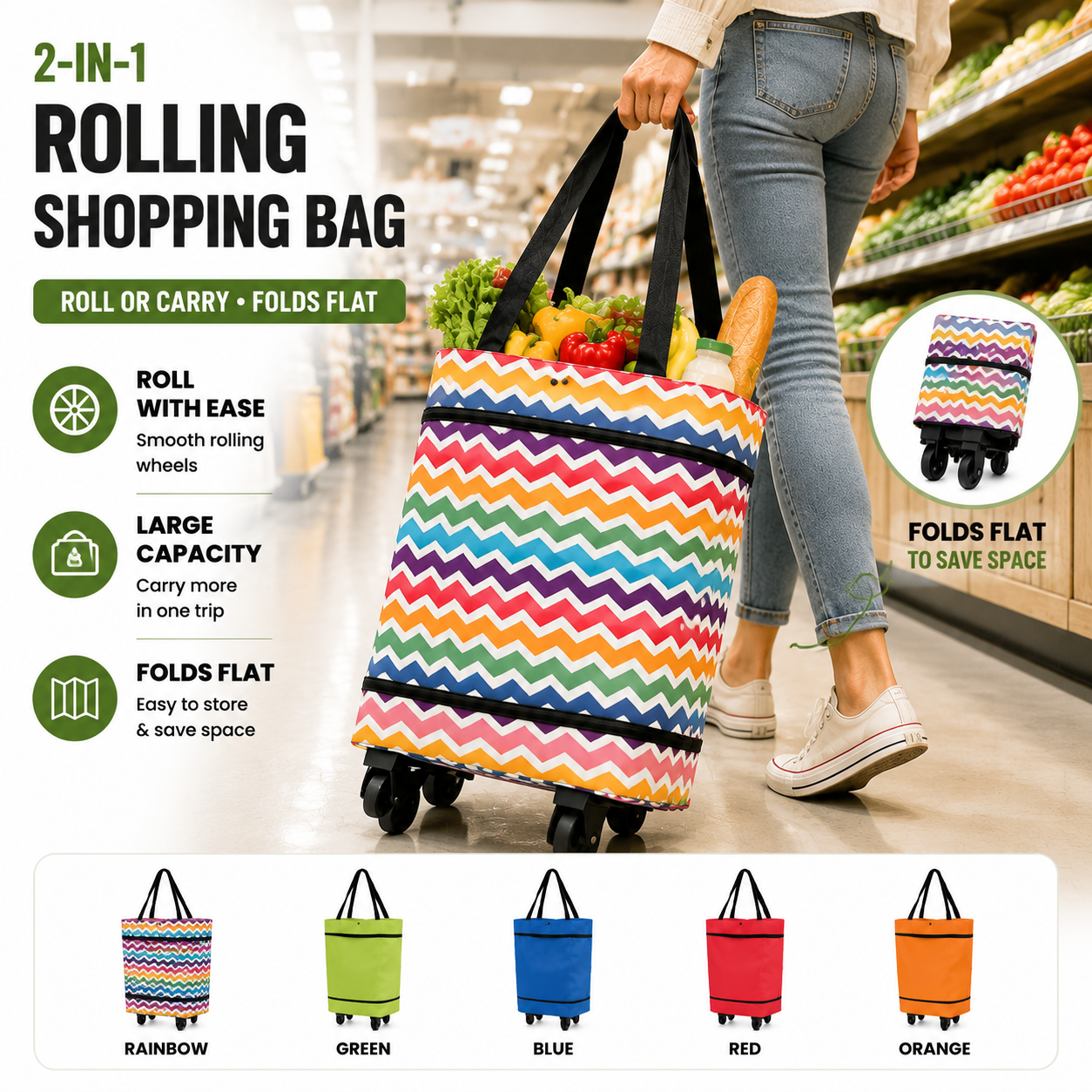 ROLLING SHOPPING BAG Carry More, Lift Less
