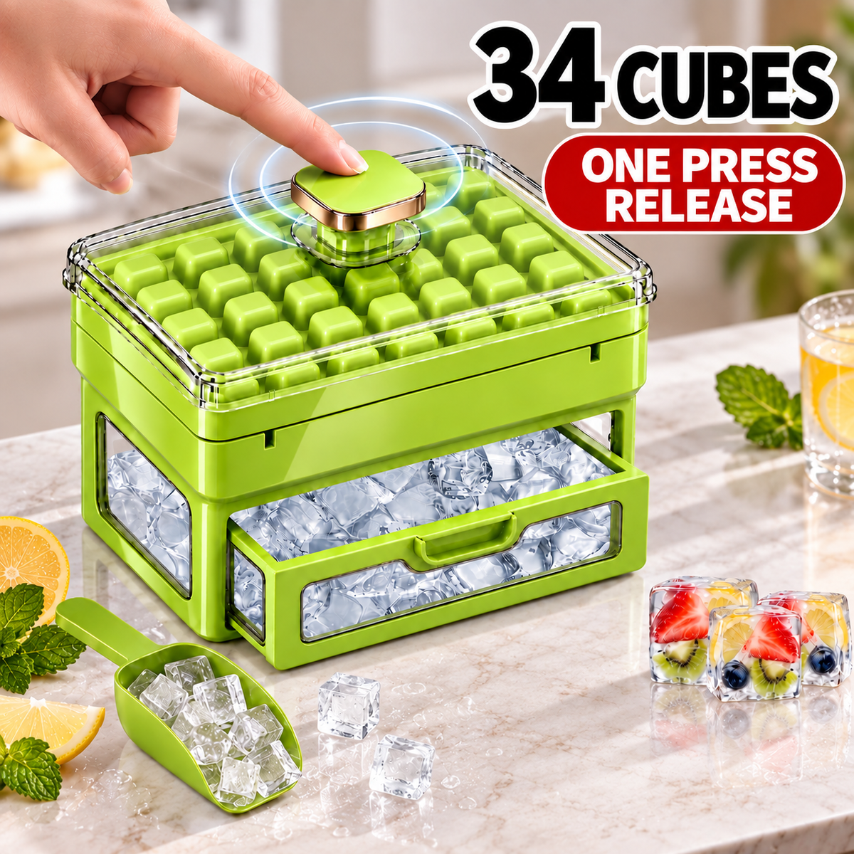 🧊 Nectavira®34/68-Cube All-In-One Ice-Making System With Built-In Storage Drawer