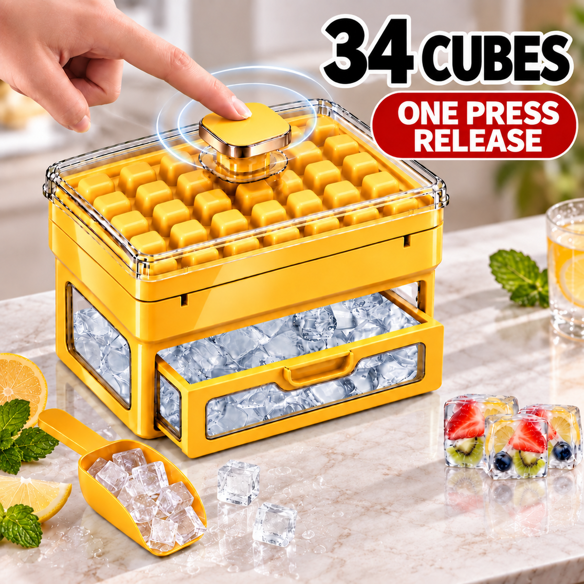 🧊 Nectavira®34/68-Cube All-In-One Ice-Making System With Built-In Storage Drawer