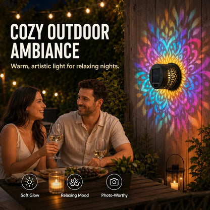 🌀 Limited Sale | Solar Mandala Wall Light – Outdoor Fence Projector Lamp for Patio & Backyard Decor