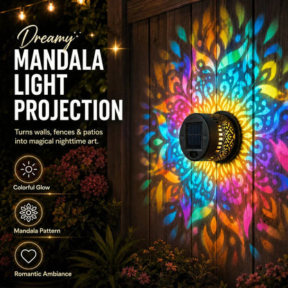 🌀 Limited Sale | Solar Mandala Wall Light – Outdoor Fence Projector Lamp for Patio & Backyard Decor