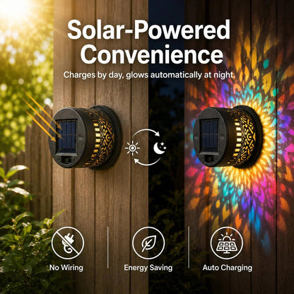 🌀 Limited Sale | Solar Mandala Wall Light – Outdoor Fence Projector Lamp for Patio & Backyard Decor