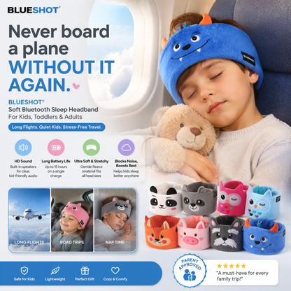 Nectavira® 🔥 Soft Bluetooth Sleep Headband For Kids, Toddlers & Adults Long Flights. Quiet Kids. Stress-Free Travel.