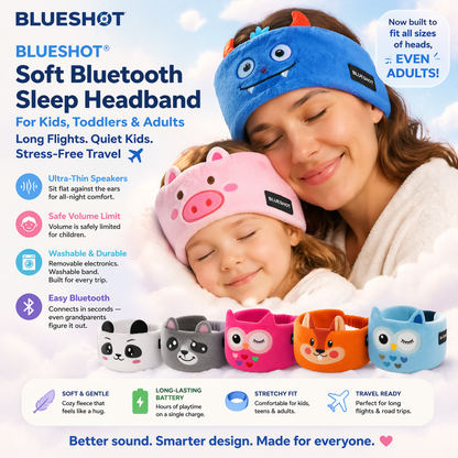 Nectavira® 🔥 Soft Bluetooth Sleep Headband For Kids, Toddlers & Adults Long Flights. Quiet Kids. Stress-Free Travel.