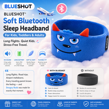Nectavira® 🔥 Soft Bluetooth Sleep Headband For Kids, Toddlers & Adults Long Flights. Quiet Kids. Stress-Free Travel.