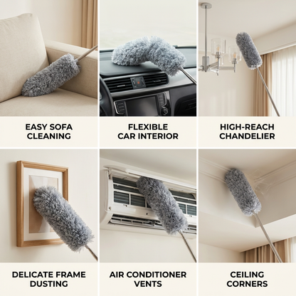 ✨ Bendable Microfiber Duster with Telescopic Pole – Reach Up to 2.5m for Dusting High & Hard-to-Reach Areas
