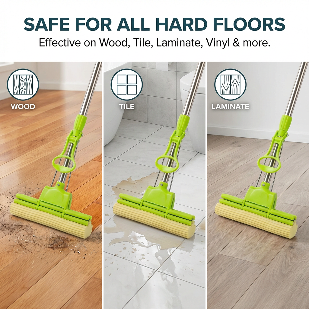 Foldable Floor Mop – All-in-One Cleaner with Easy Squeeze, Perfect for Hardwood, Tile & Laminate