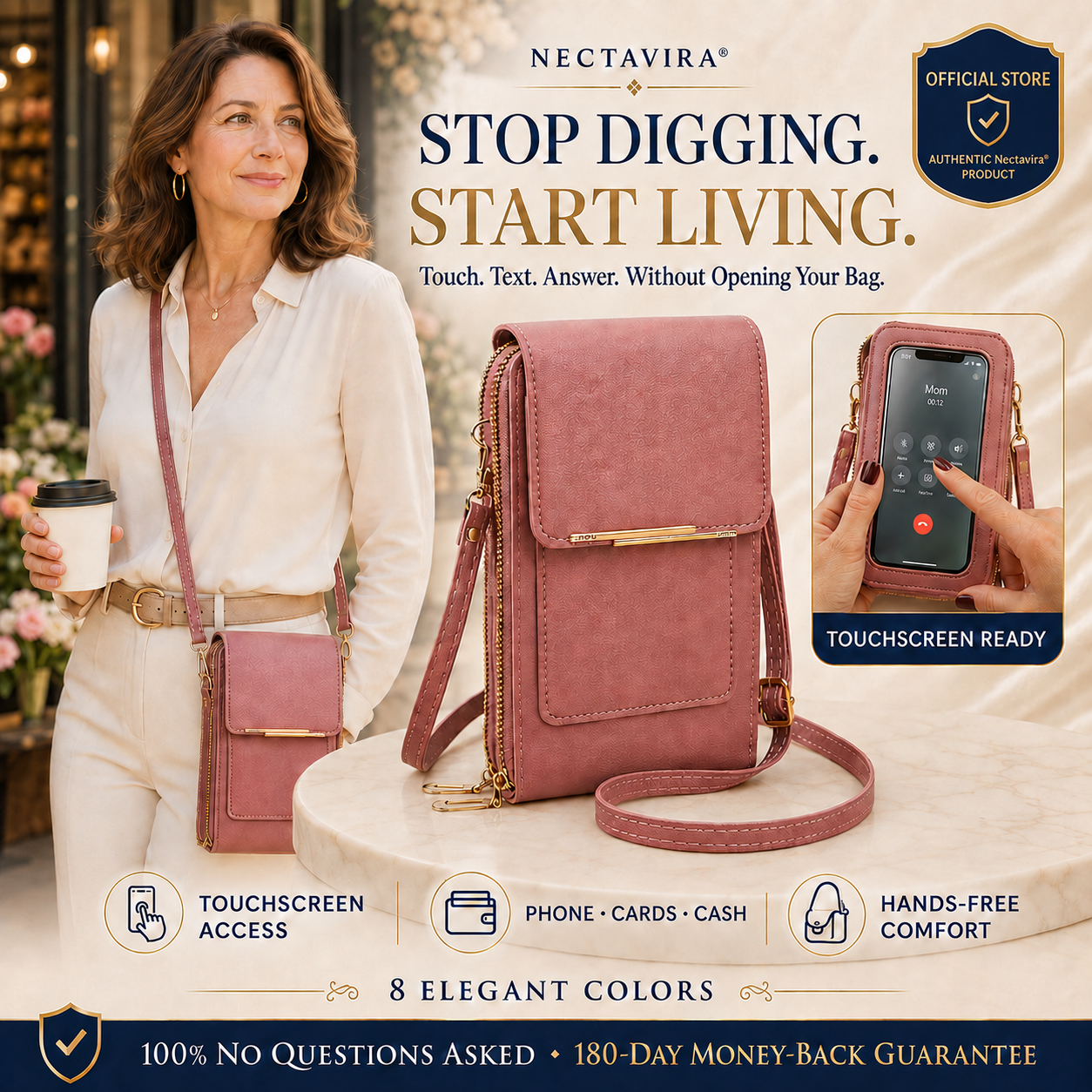 ✨ Nectavira® Women’s Touchscreen Crossbody Phone Wallet