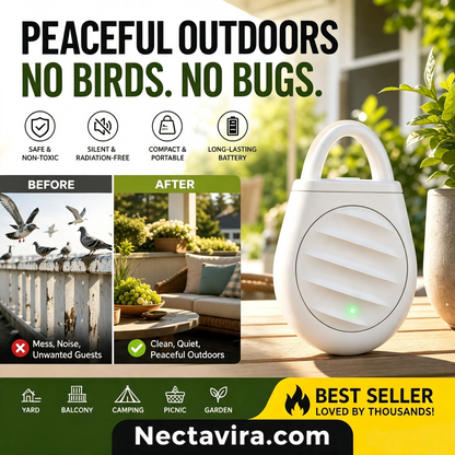 🐦 Say Goodbye to Birds, Bugs & Unwanted Pests with the Nectavira® Portable Ultrasonic Repeller Keychain!