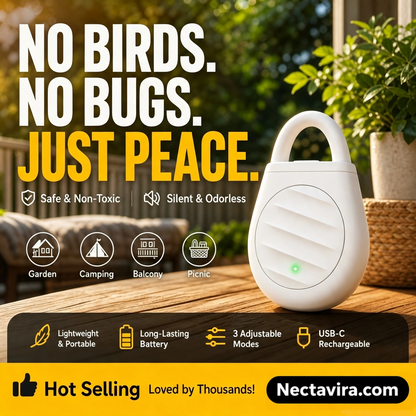 🐦 Say Goodbye to Birds, Bugs & Unwanted Pests with the Nectavira® Portable Ultrasonic Repeller Keychain!