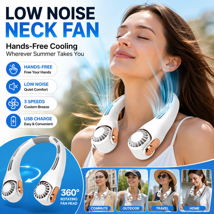 💎2026 HOT SALE🥳💞50K+ SOLD!🍃💨Neck Air Conditioner Fan – Ultra‑quiet, 360° rotating, 3 speeds. 🌬️