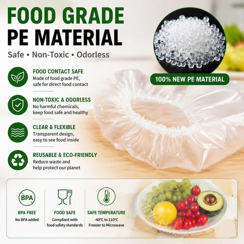 Nectavira® 100-Piece Stretch Food Covers – Elastic Bowl & Plate Covers for Leftovers, Produce & Everyday Food Storage
